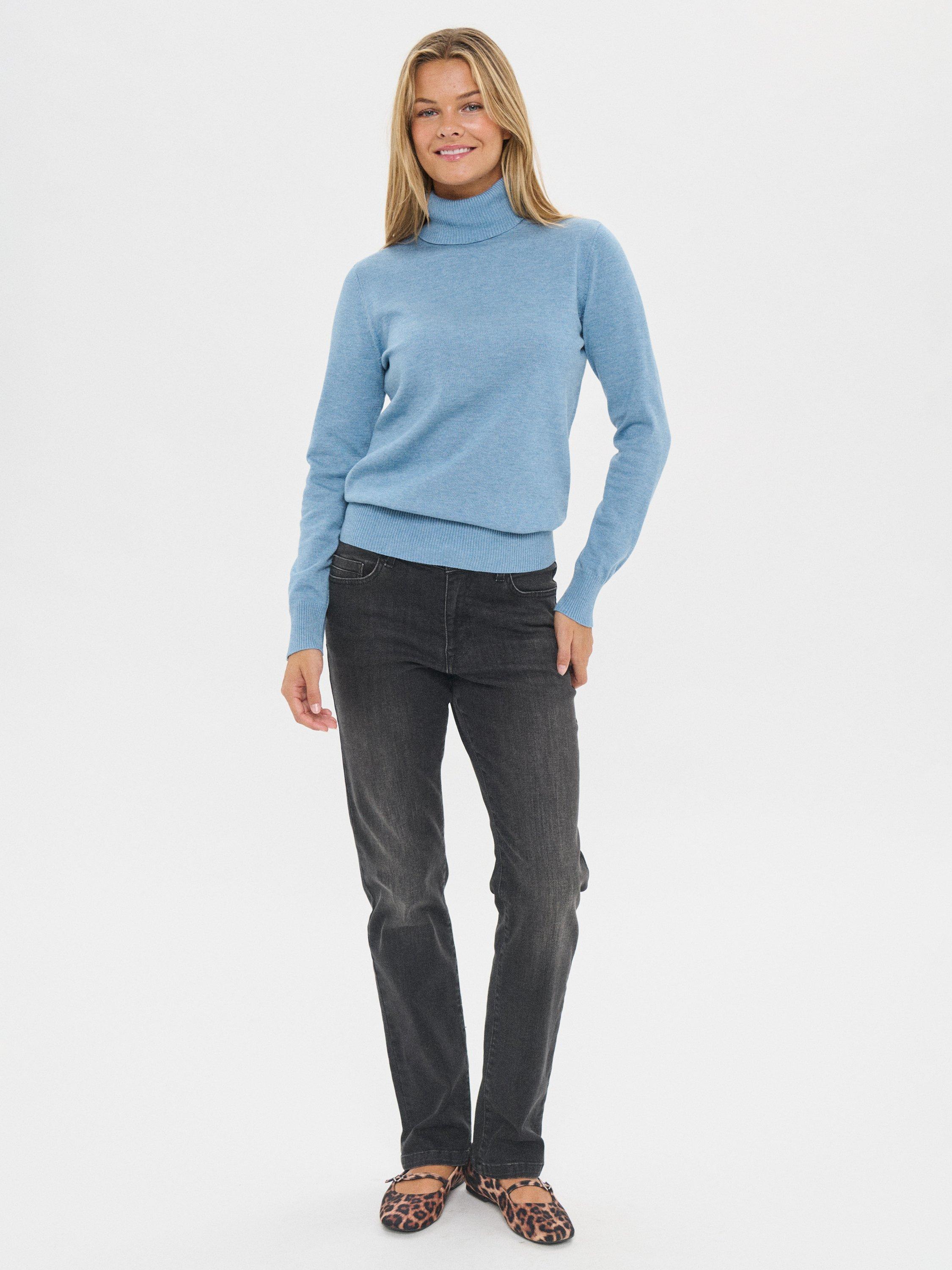 Product image 3 of 11, which shows Saint Tropez Mila Roll Neck Jumper, Blue Shadow Melange, XS