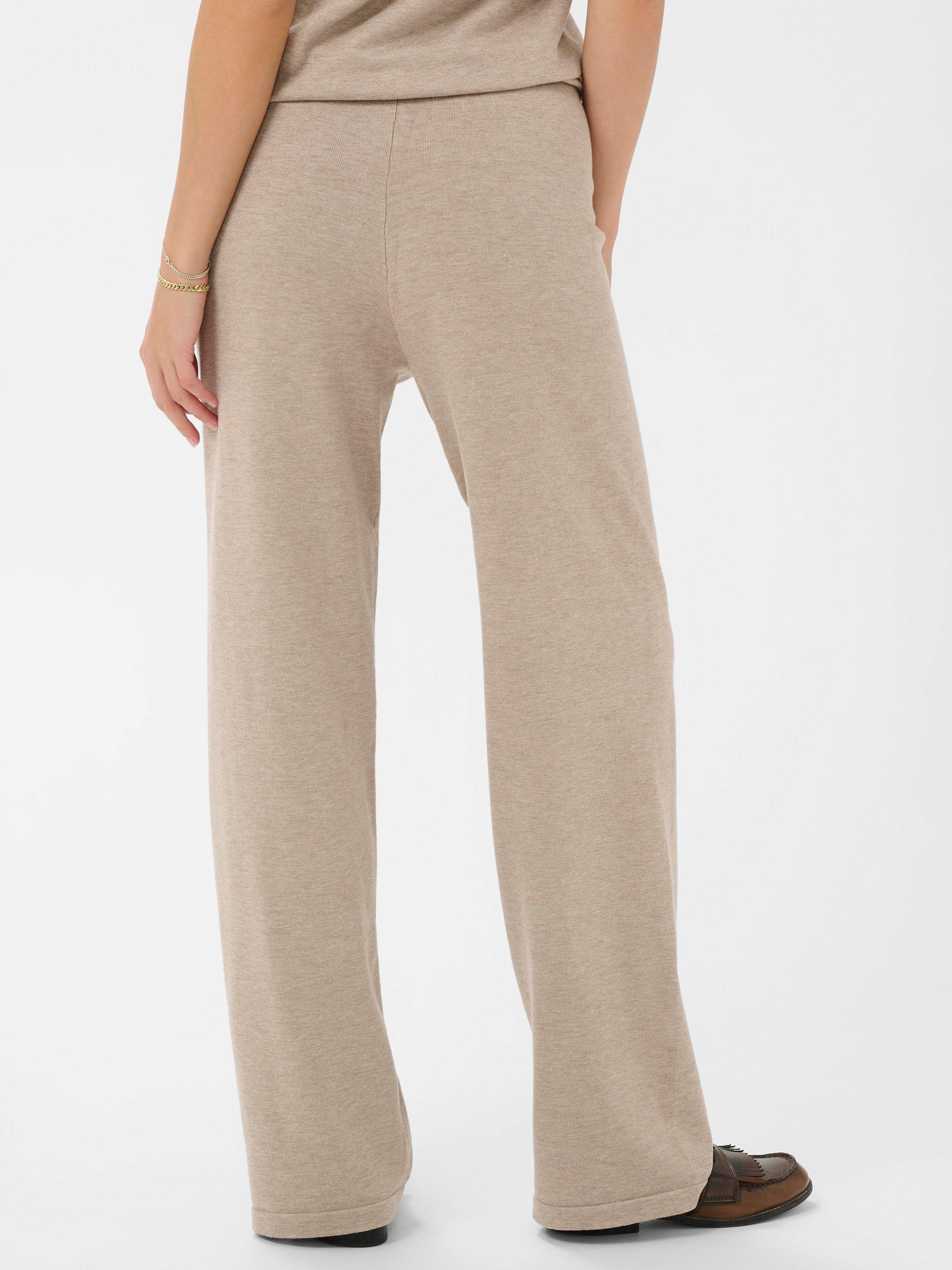 Product image 2 of 6, which shows Saint Tropez Mila Knitted Wide Leg Trousers, Greige Melange, XS