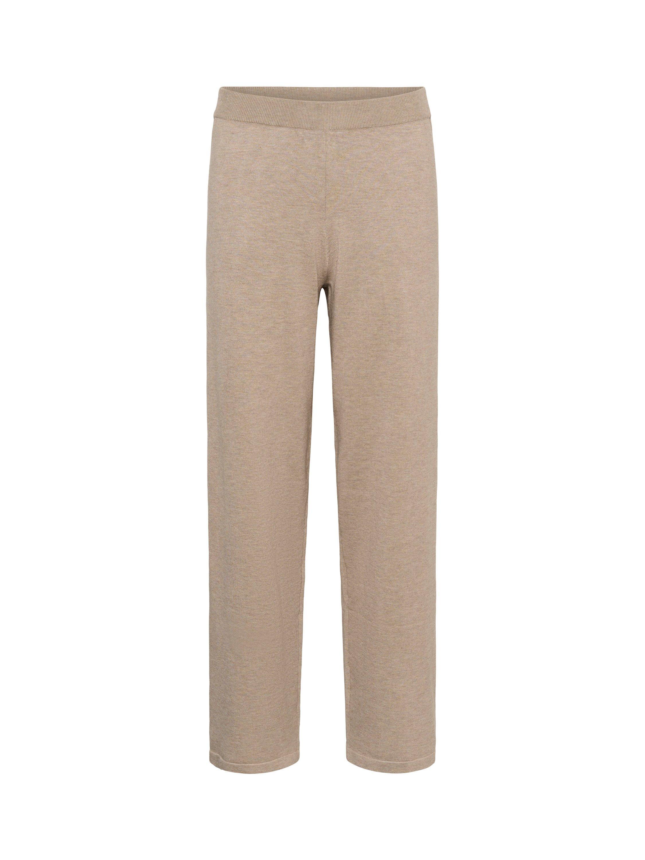 Product image 5 of 6, which shows Saint Tropez Mila Knitted Wide Leg Trousers, Greige Melange, XS