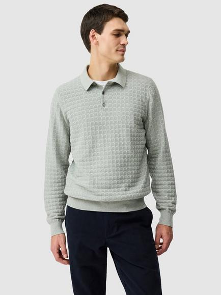 Rodd & Gunn Redruth Cotton Regular Fit Long Sleeve Knit Polo Shirt, Grey Marl