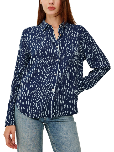 Rails Josephine Lynx Print Shirt, Navy/White, Navy/White