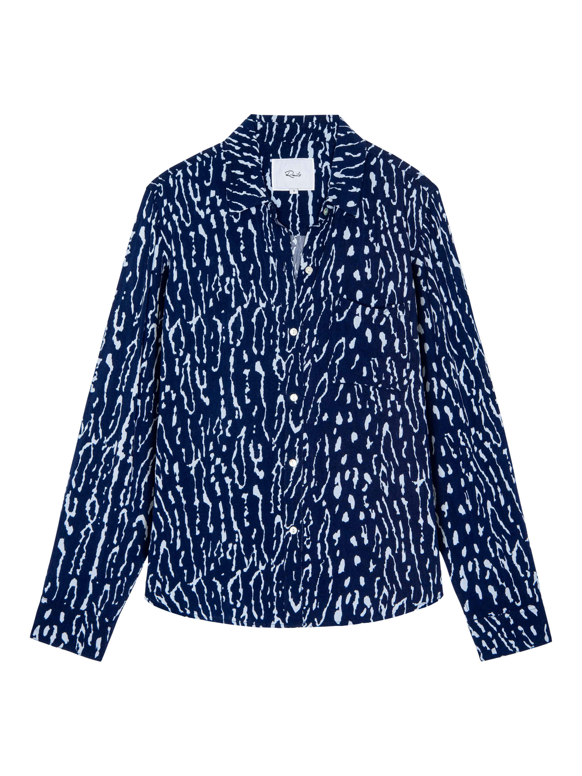Product image 4 of 7, which shows Rails Josephine Lynx Print Shirt, Navy/White, XS