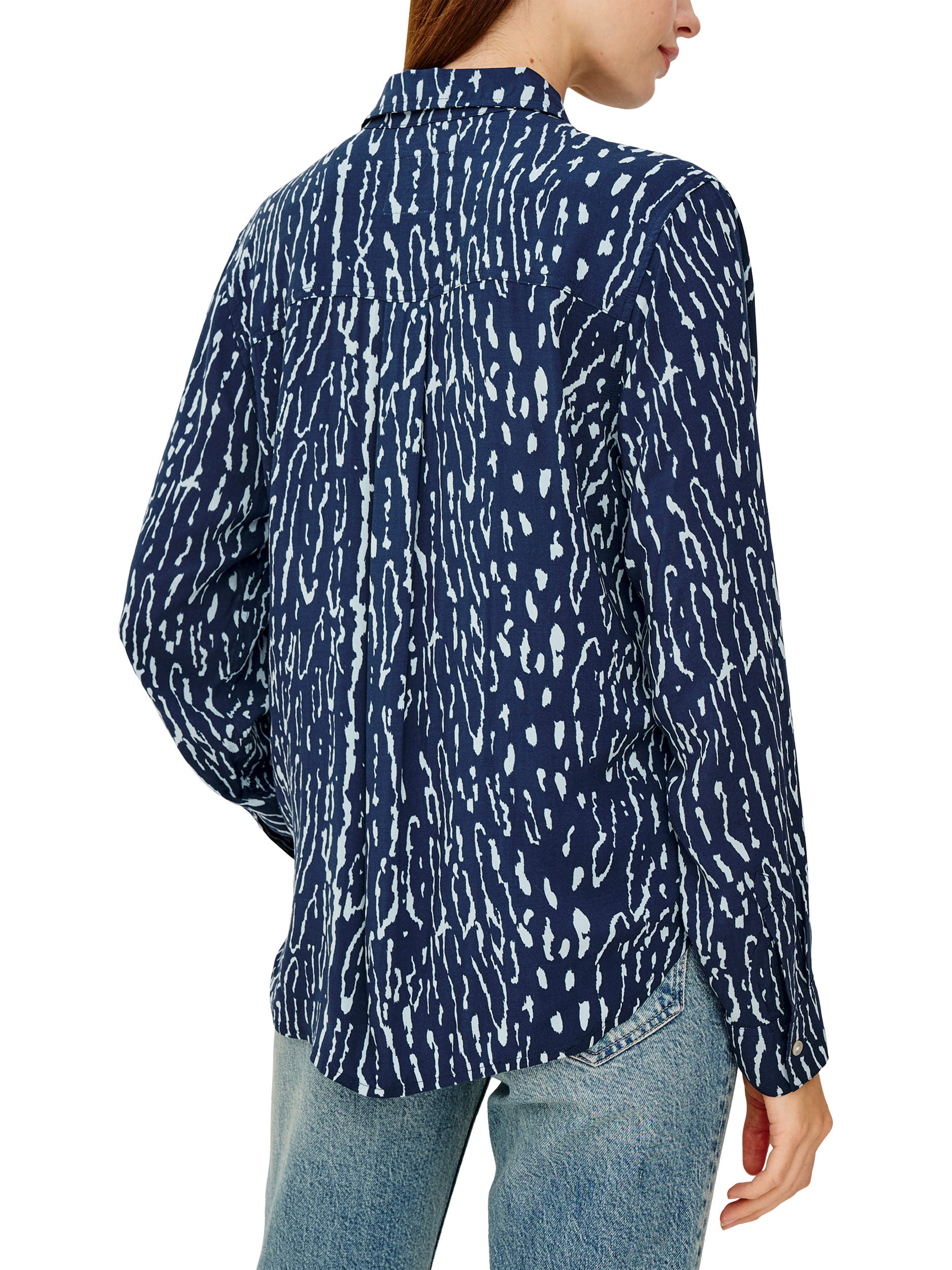 Product image 5 of 7, which shows Rails Josephine Lynx Print Shirt, Navy/White, XS