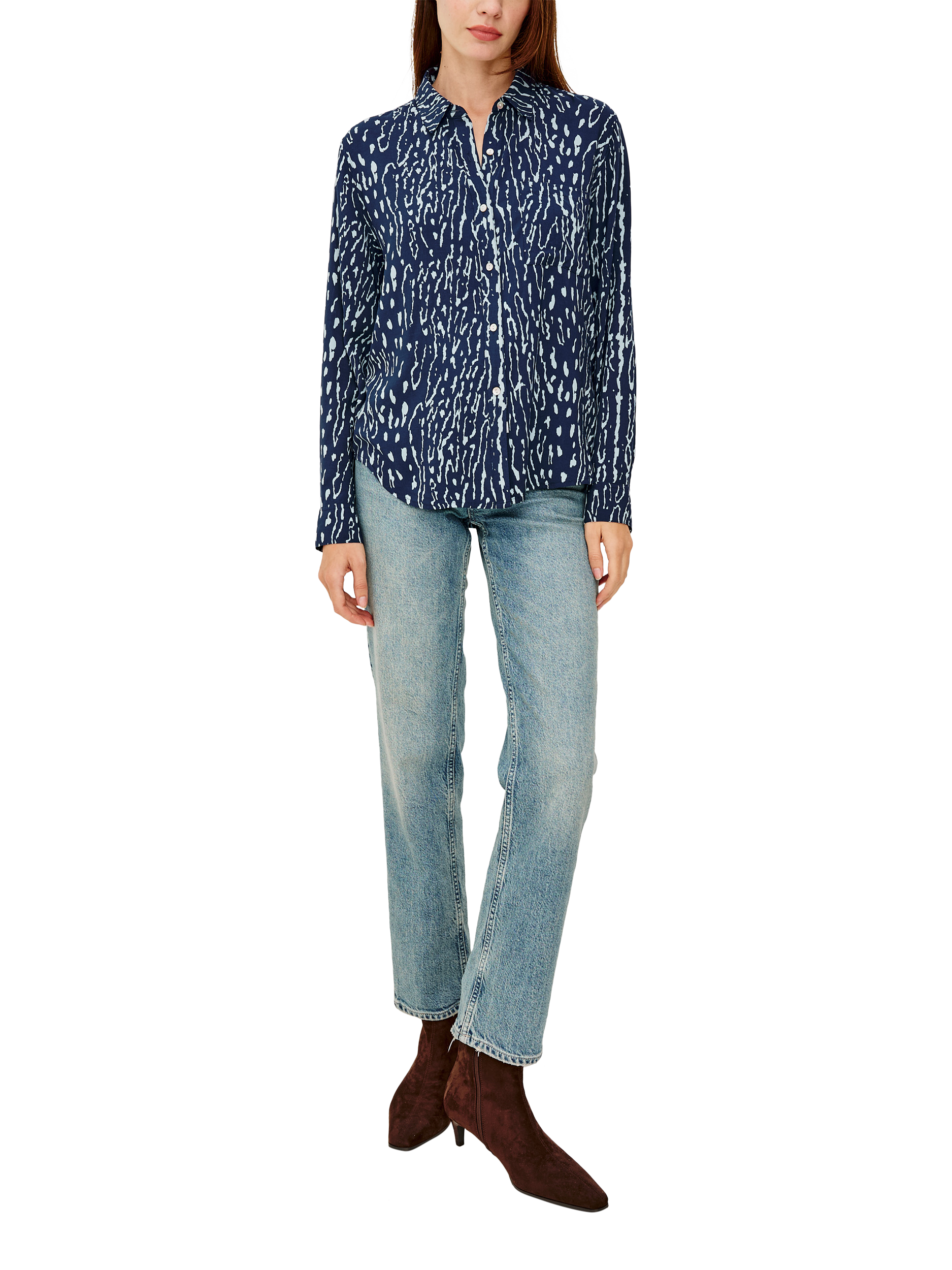 Product image 6 of 7, which shows Rails Josephine Lynx Print Shirt, Navy/White, XS