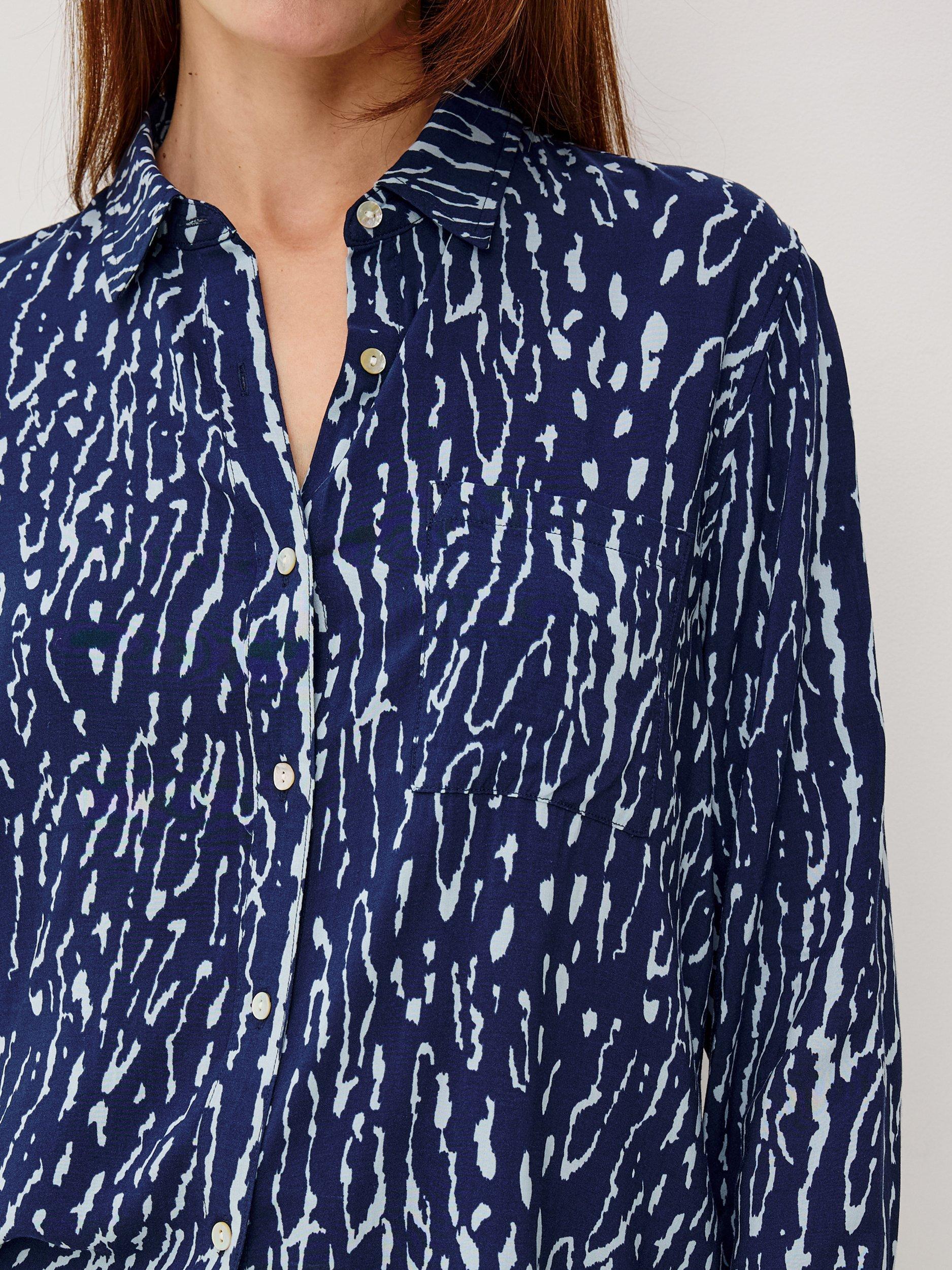 Product image 7 of 7, which shows Rails Josephine Lynx Print Shirt, Navy/White, XS
