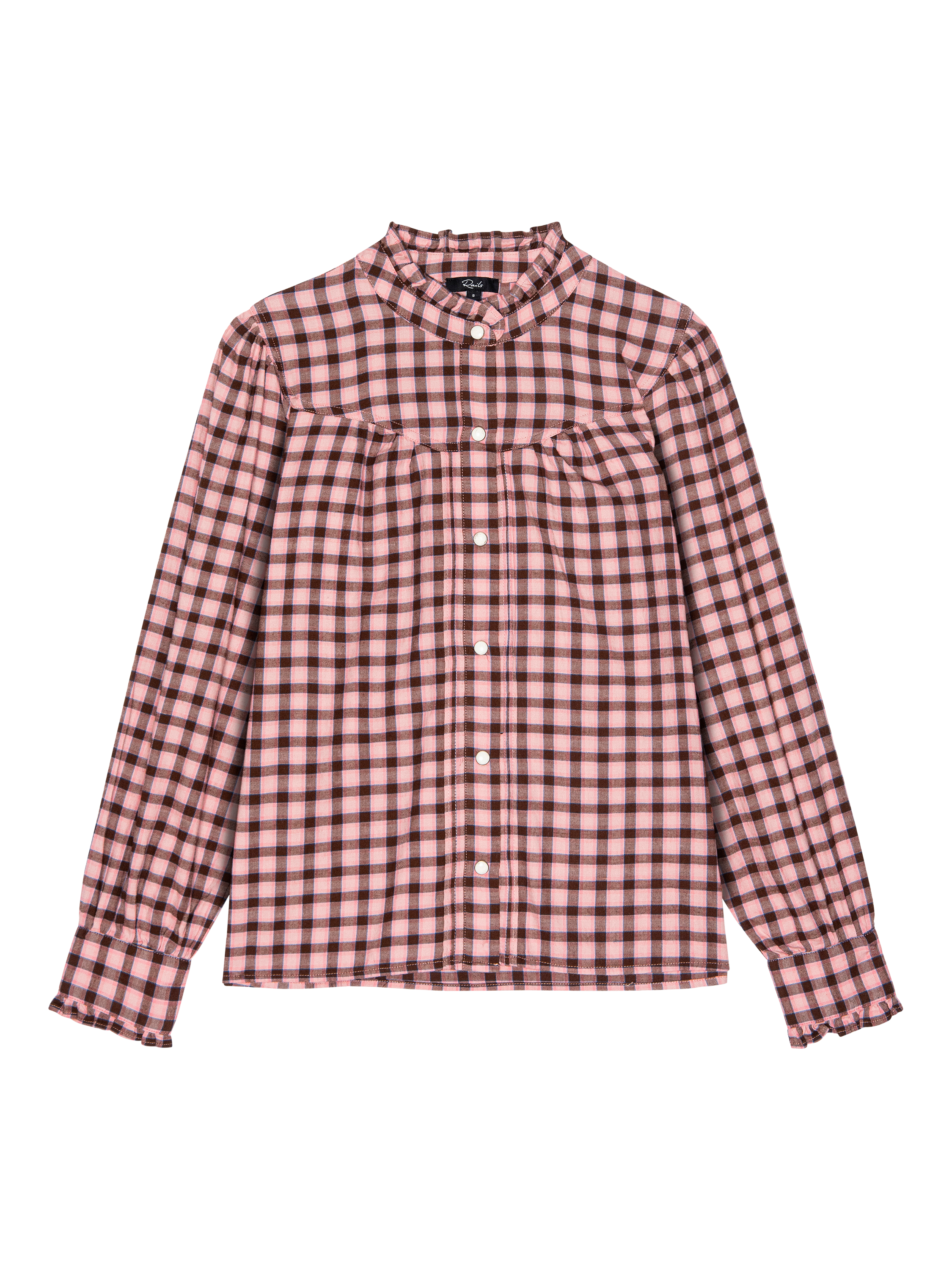 Product image 4 of 6, which shows Rails Alanna Gingham Shirt, Red/Pink, XS
