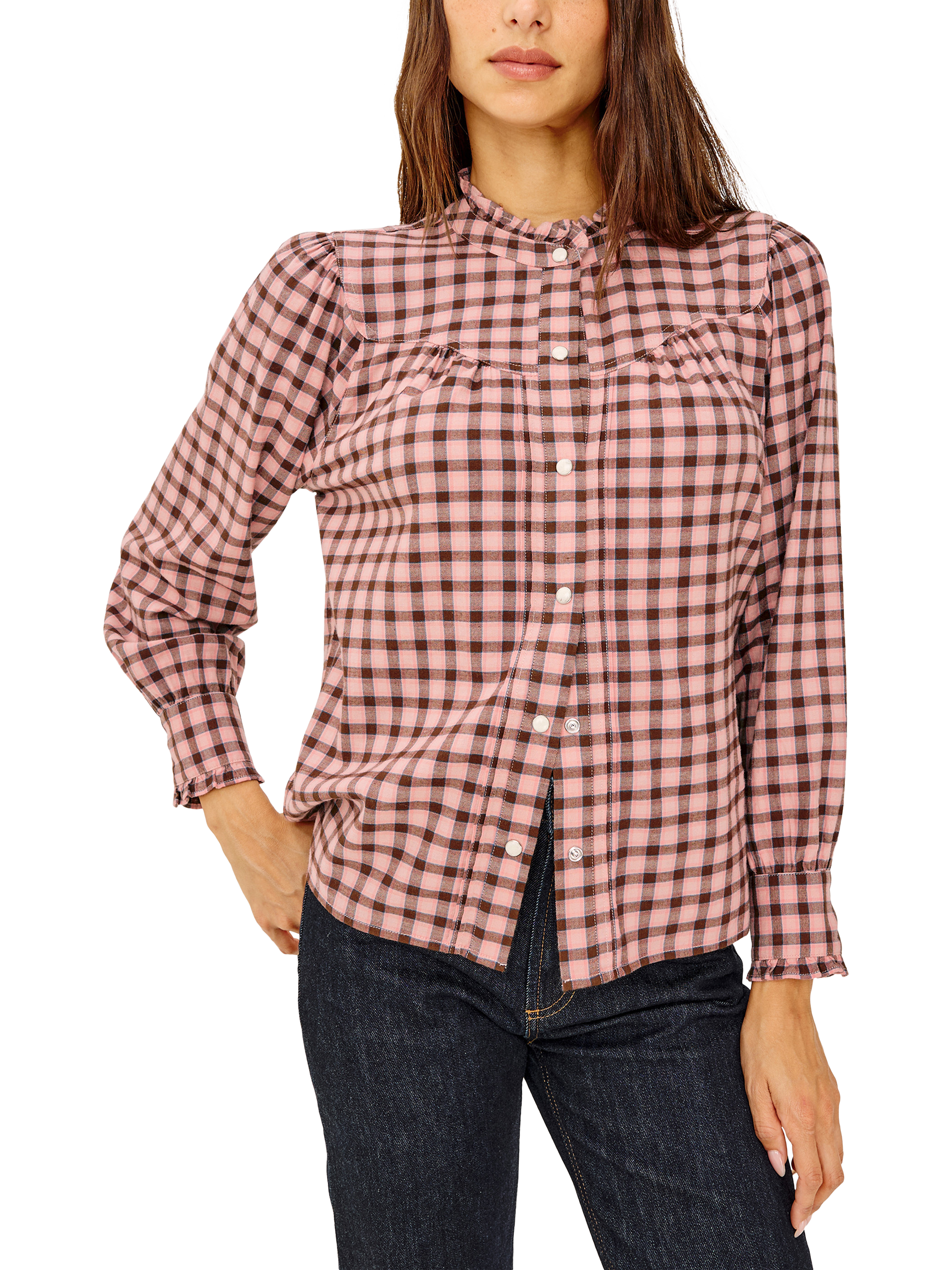 Product image 6 of 6, which shows Rails Alanna Gingham Shirt, Red/Pink, XS