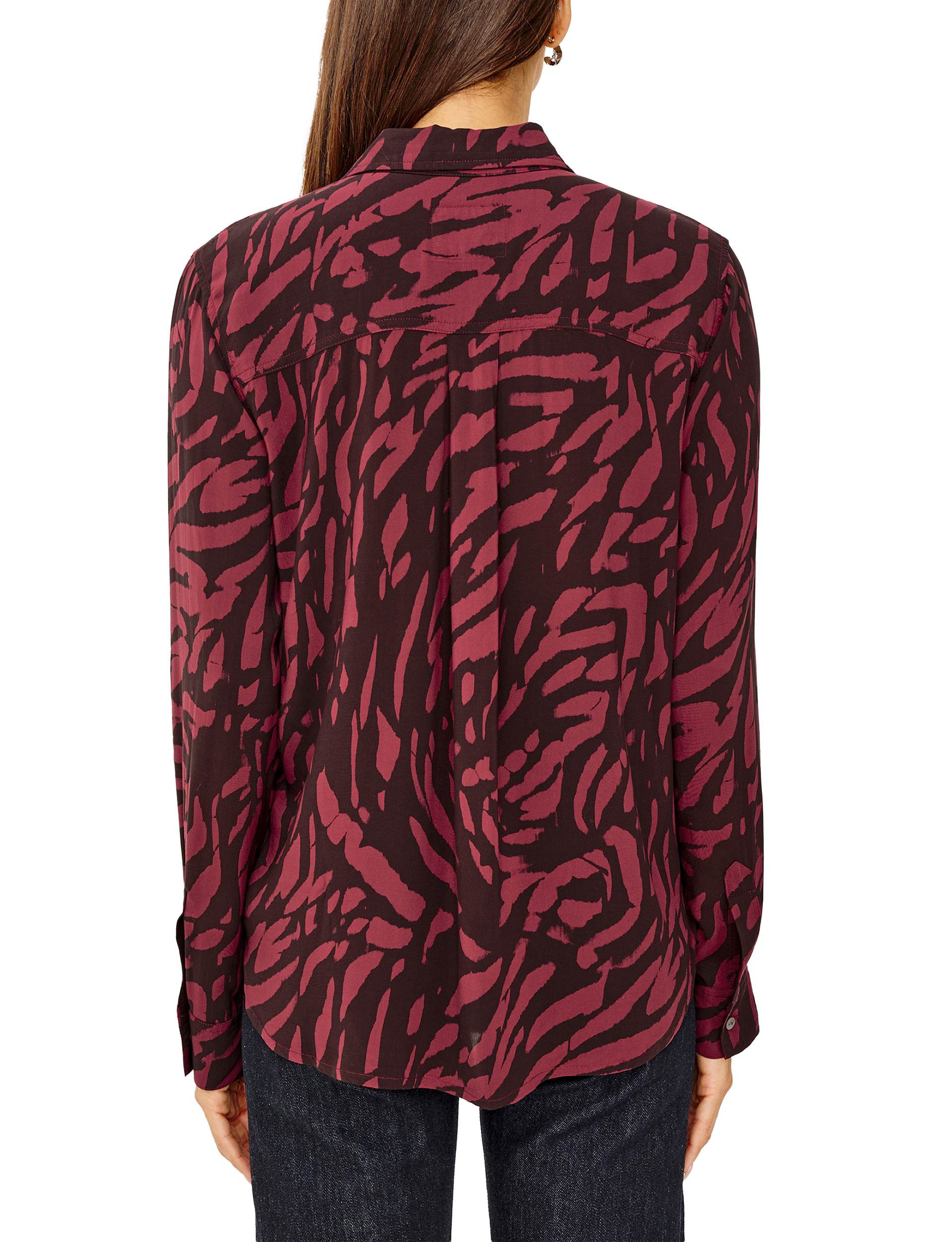 Product image 3 of 6, which shows Rails Josephine Tiger Print Shirt, Red/Black, XS