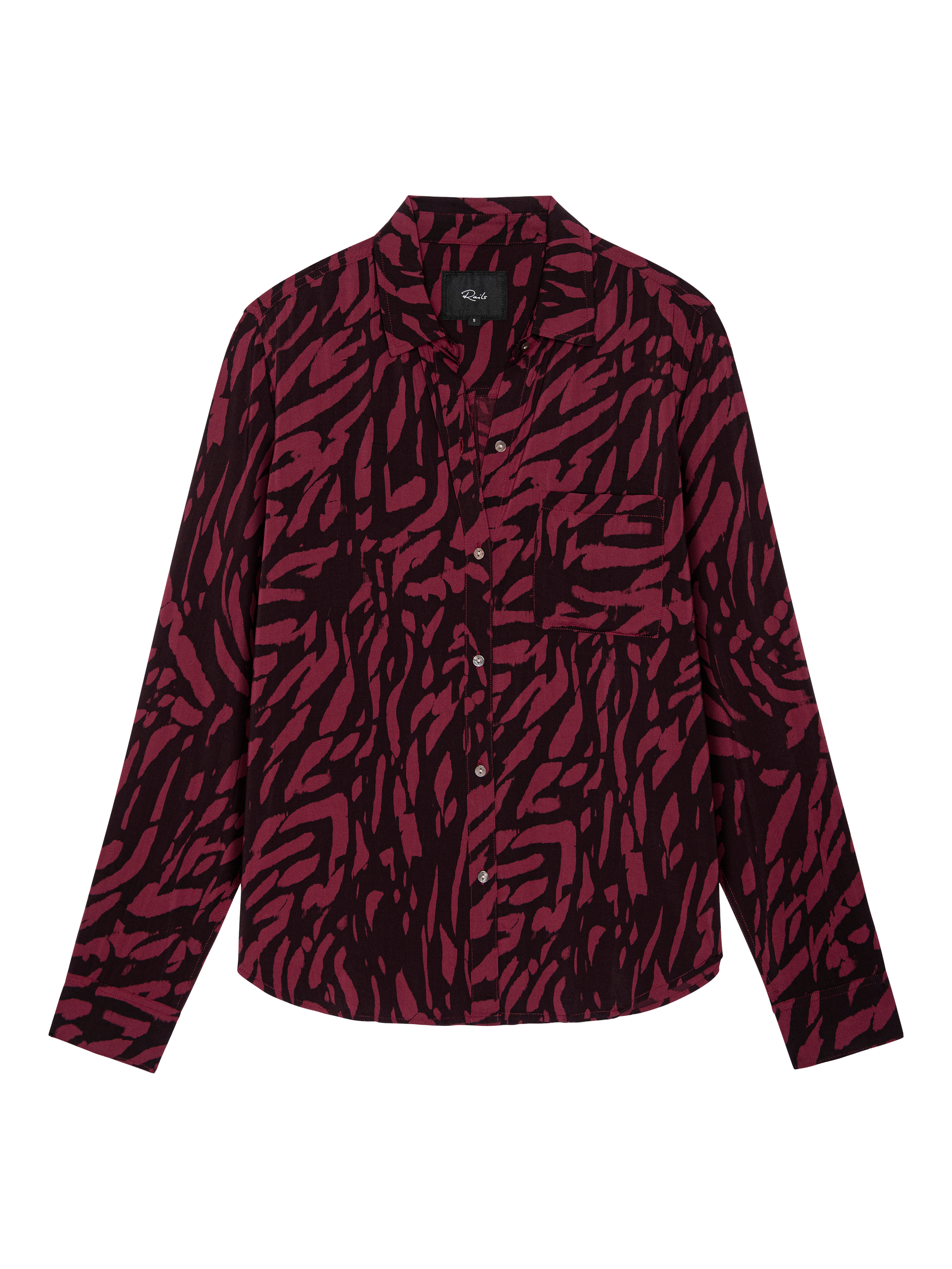 Product image 4 of 6, which shows Rails Josephine Tiger Print Shirt, Red/Black, XS