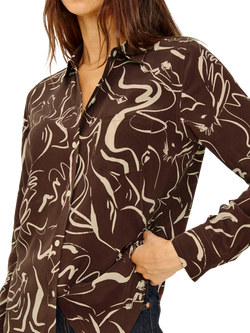 Rails Kate Abstract Pure Silk Shirt, Brown/White - view 2, Brown/White