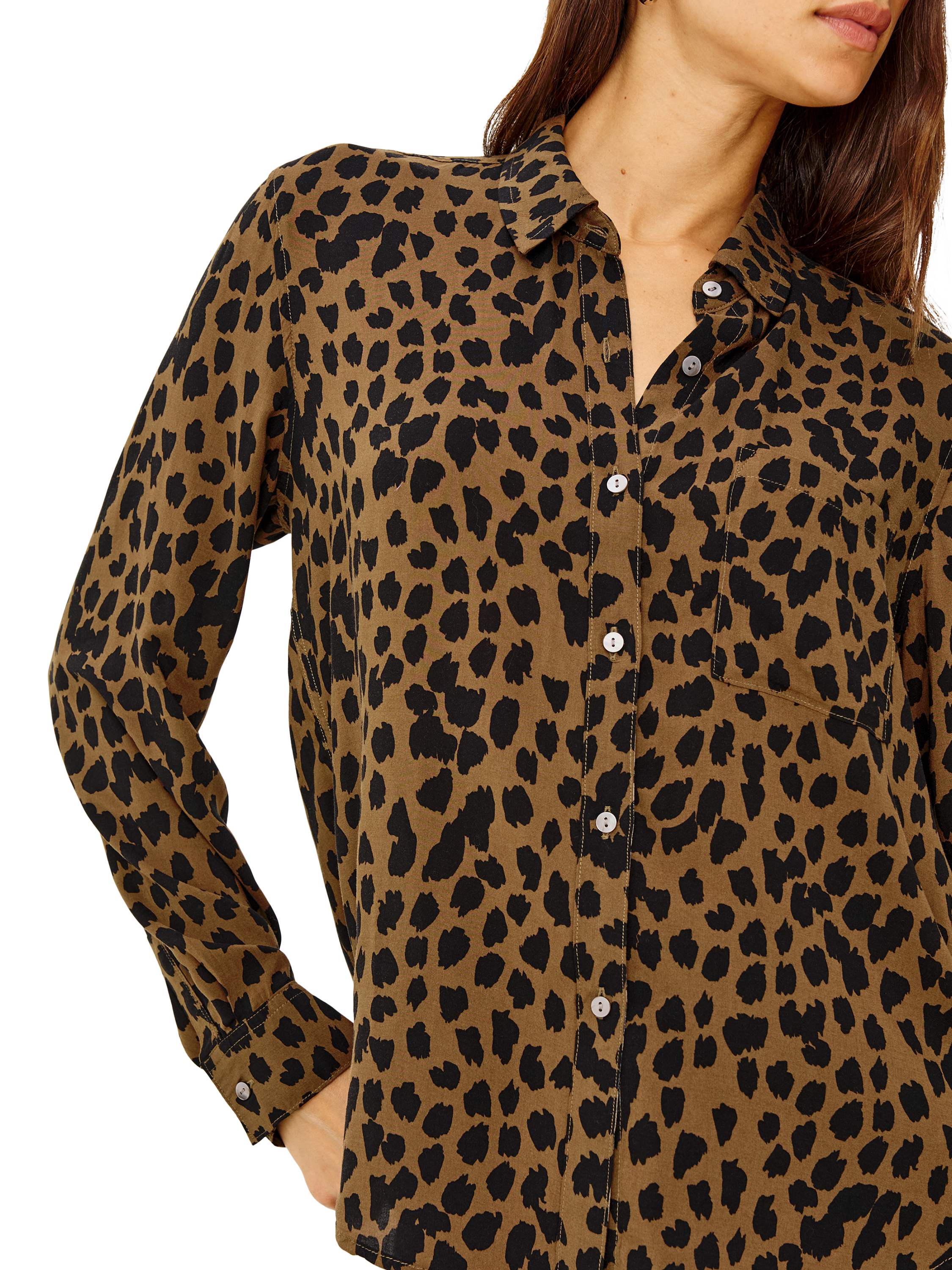 Product image 5 of 6, which shows Rails Josephine Spot Print Shirt, Brown Multi, XS