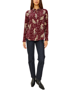 Rails Kate Leopards Pure Silk Shirt, Red/Brown - view 2, Red/Brown