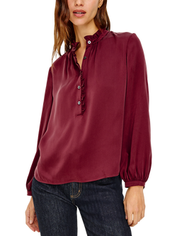 Rails Sien Ruffle Neck Pure Silk Top, Red, Red