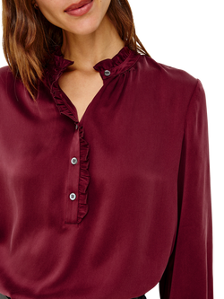 Rails Sien Ruffle Neck Pure Silk Top, Red - view 2, Red