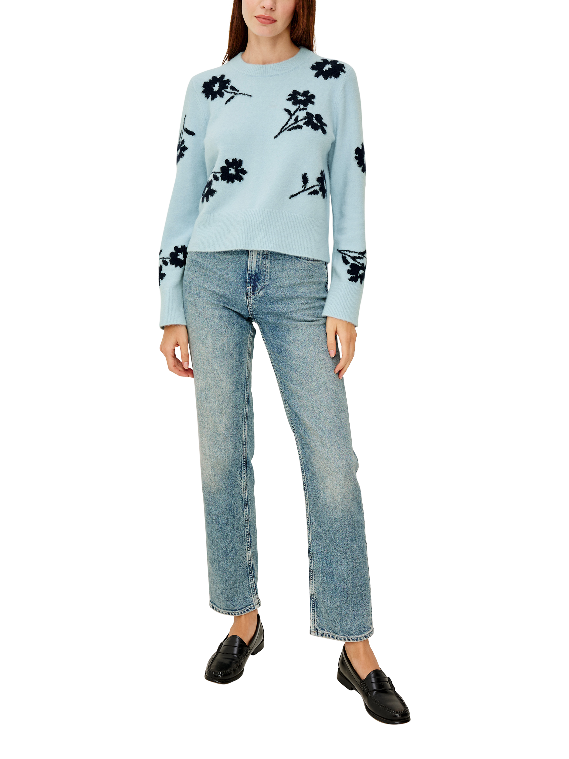 Product image 2 of 6, which shows Rails Anise Floral Jumper, Blue Multi, S