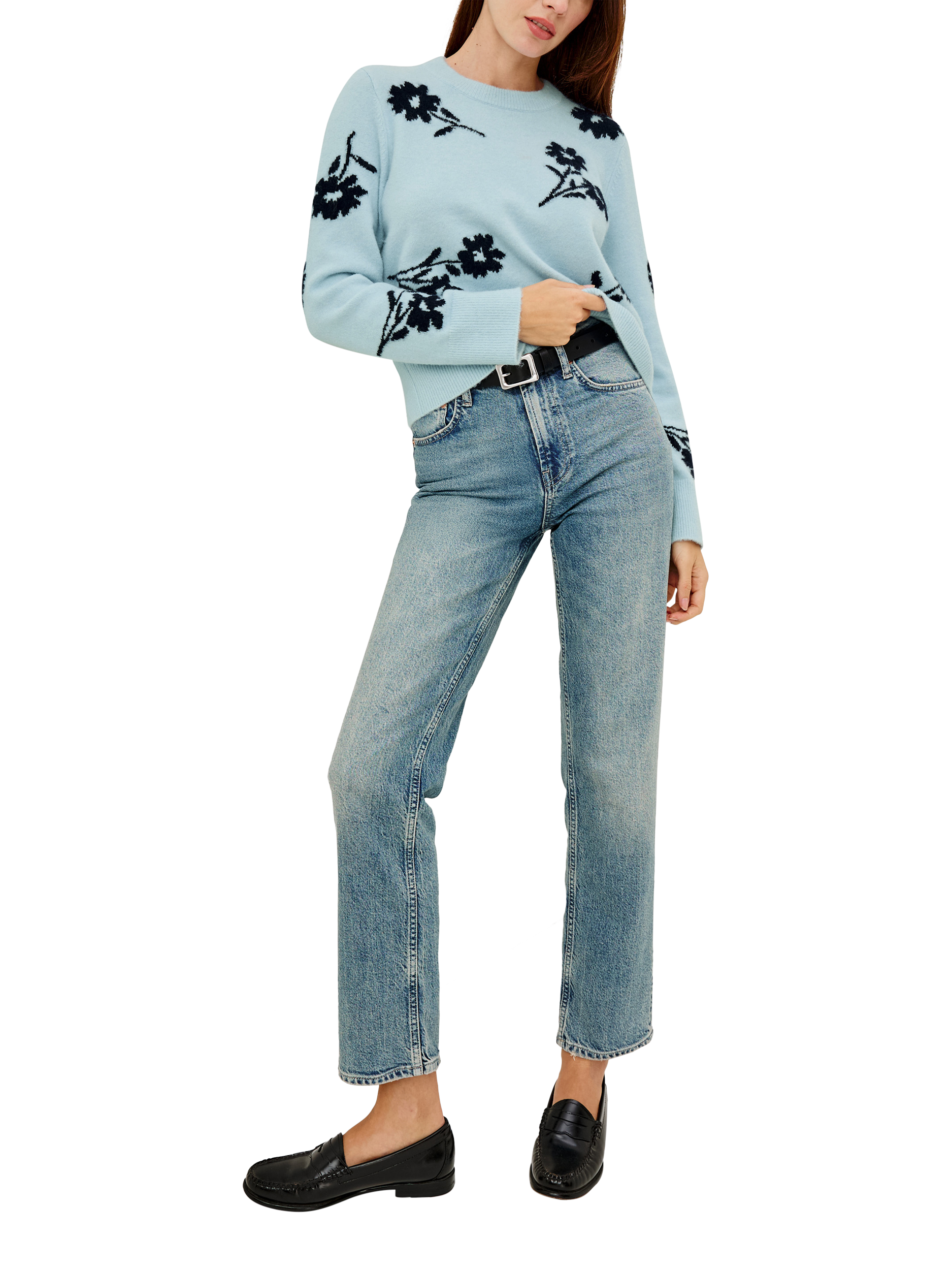 Product image 5 of 6, which shows Rails Anise Floral Jumper, Blue Multi, S