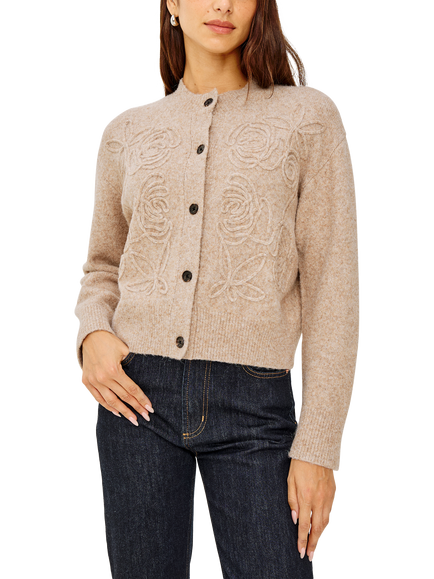 Rails Coralee Soutache Rosette Cardigan, Brown, Brown