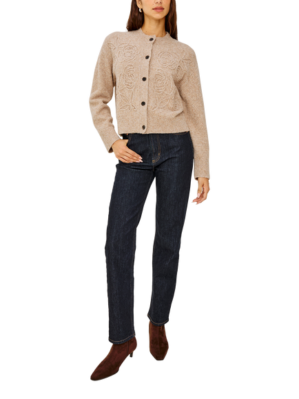 Rails Coralee Soutache Rosette Cardigan, Brown - view 2, Brown