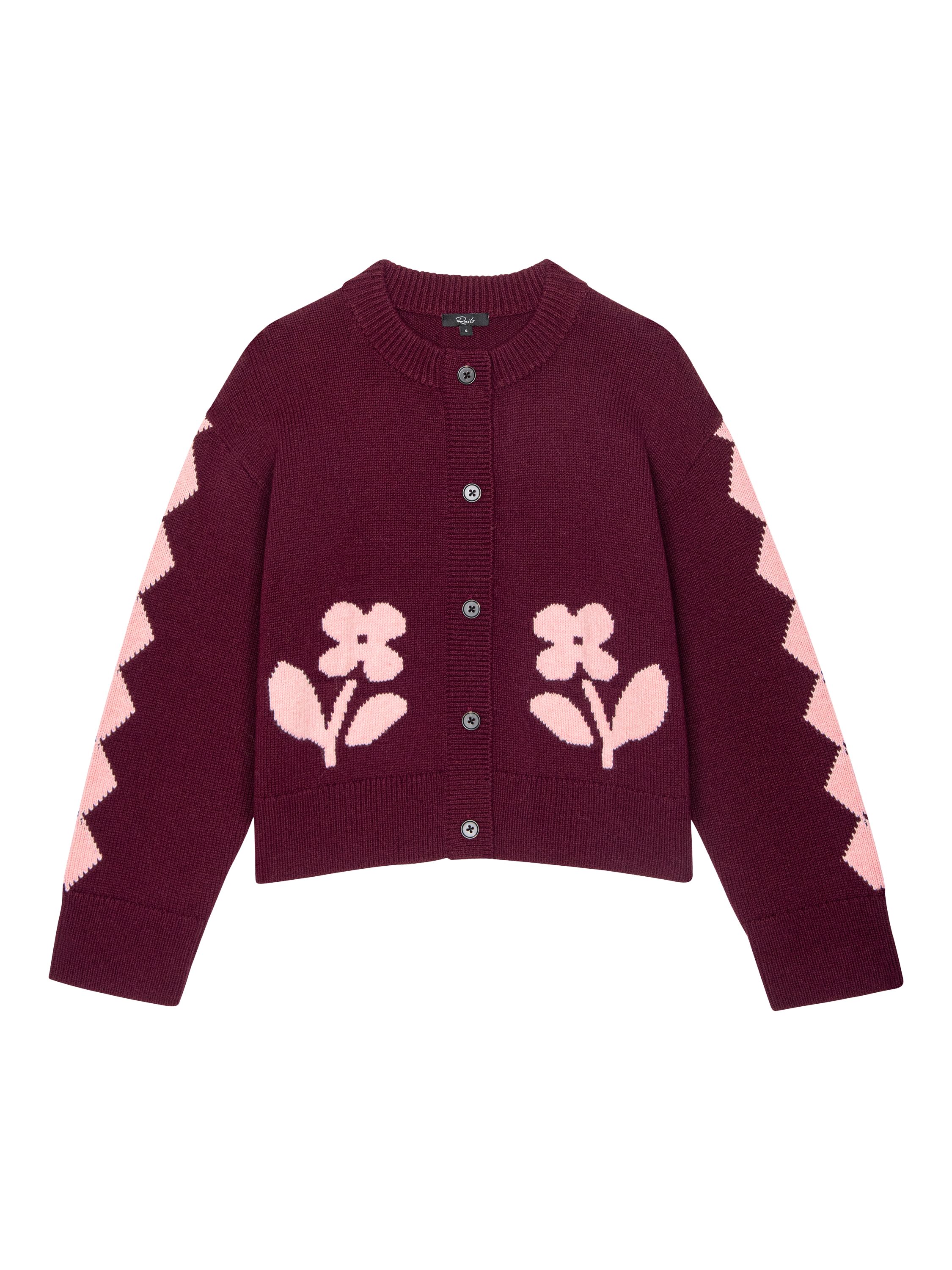 Product image 4 of 7, which shows Rails Mavie Floral Cardigan, Red/Pink, S
