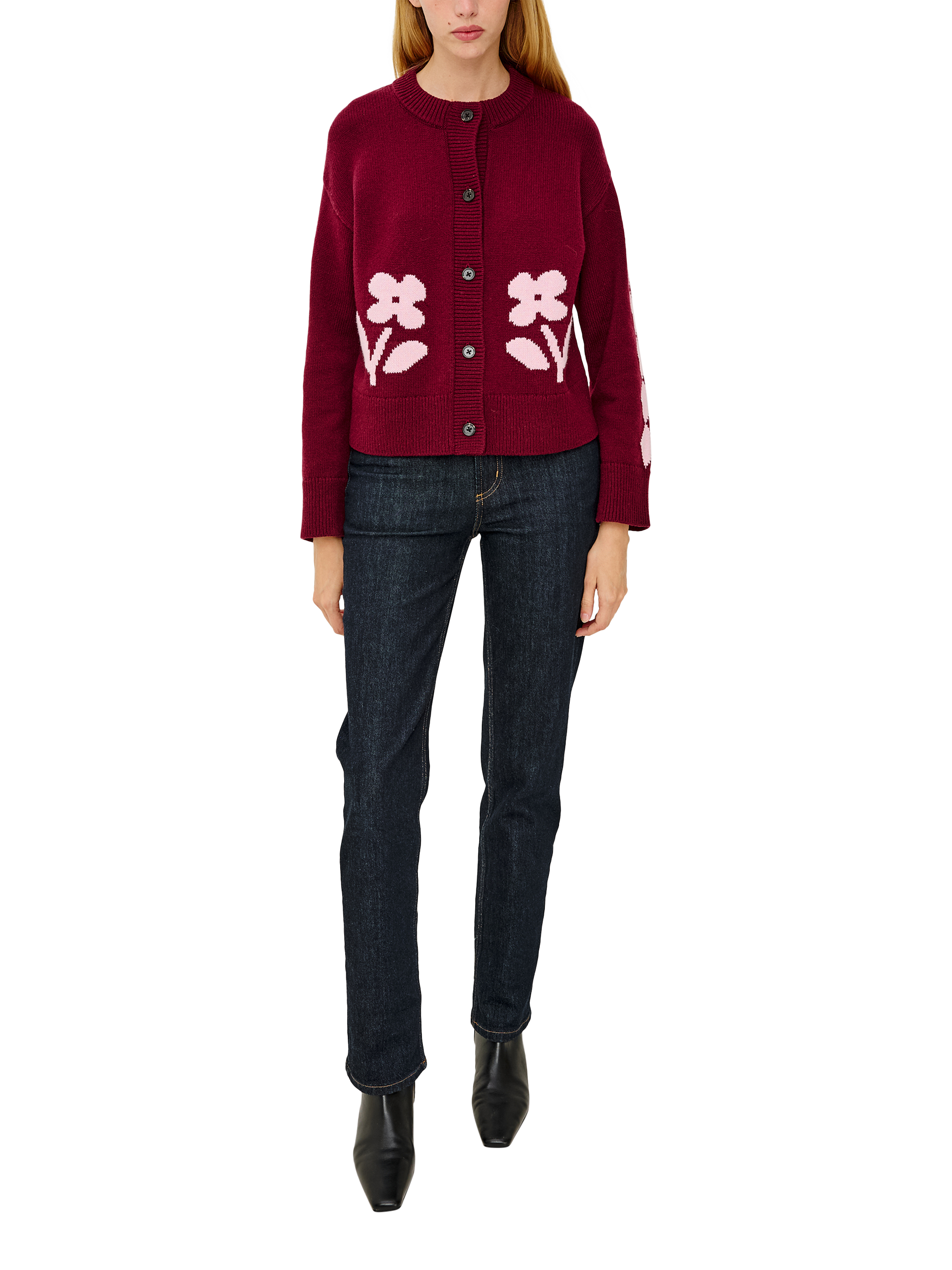 Product image 6 of 7, which shows Rails Mavie Floral Cardigan, Red/Pink, S