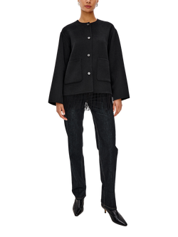 Rails Tomoko Fringe Detail Wool Blend Coat, Black - view 2, Black