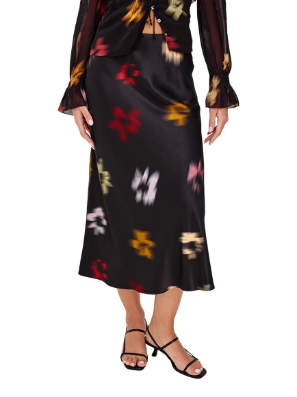 Rails Anya Blurred Floral Midi Skirt, Black/Multi, Black/Multi