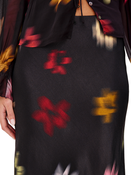 Rails Anya Blurred Floral Midi Skirt, Black/Multi - view 2, Black/Multi