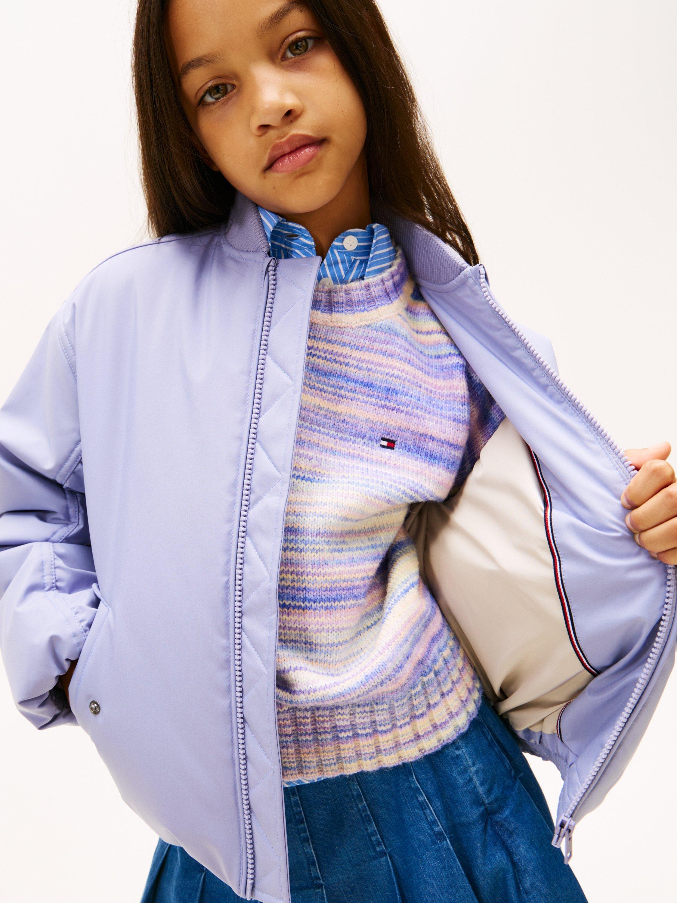 Product image 5 of 5, which shows Tommy Hilfiger Kids' Bomber Jacket, Purple, 3 years