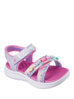 Skechers Kids' Jumpsters Tie Dye Bffs Open Toe Sandals, Lavender/Multi - view 2, Lavender/Multi