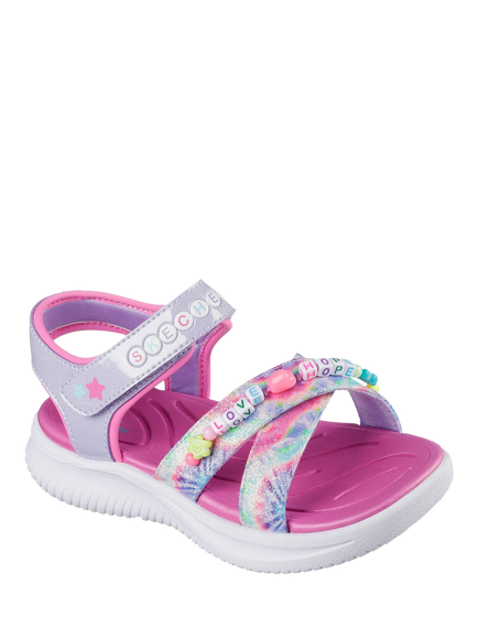 Skechers Kids' Jumpsters Tie Dye Bffs Open Toe Sandals, Lavender/Multi - view 2, Lavender/Multi
