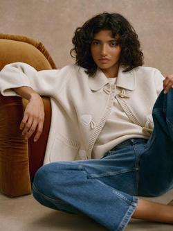 Mint Velvet Duffle Front Wool Rich Jacket, Natural Cream - view 2, Natural Cream