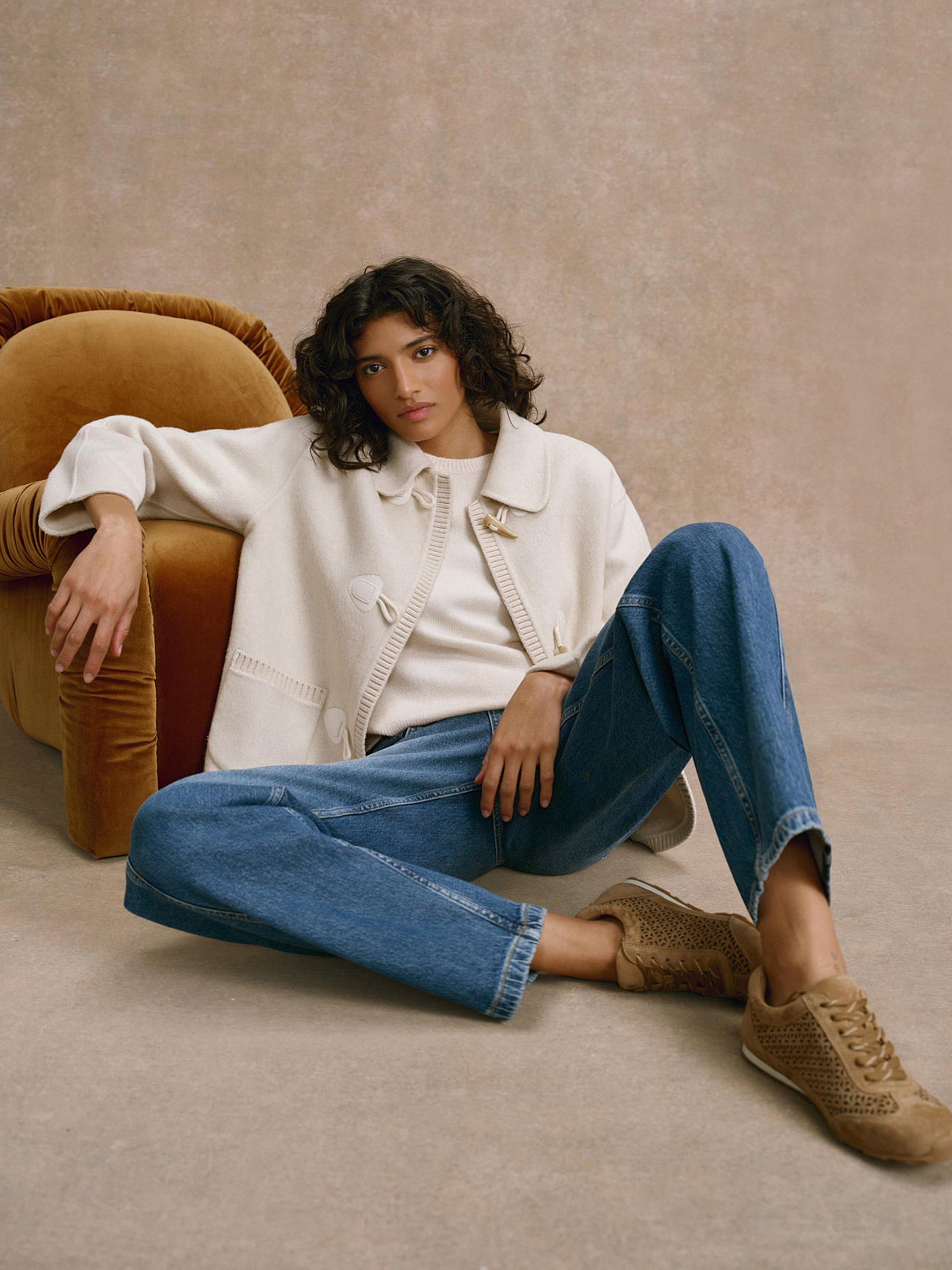 Product image 3 of 6, which shows Mint Velvet Duffle Front Wool Rich Jacket, Natural Cream, XS