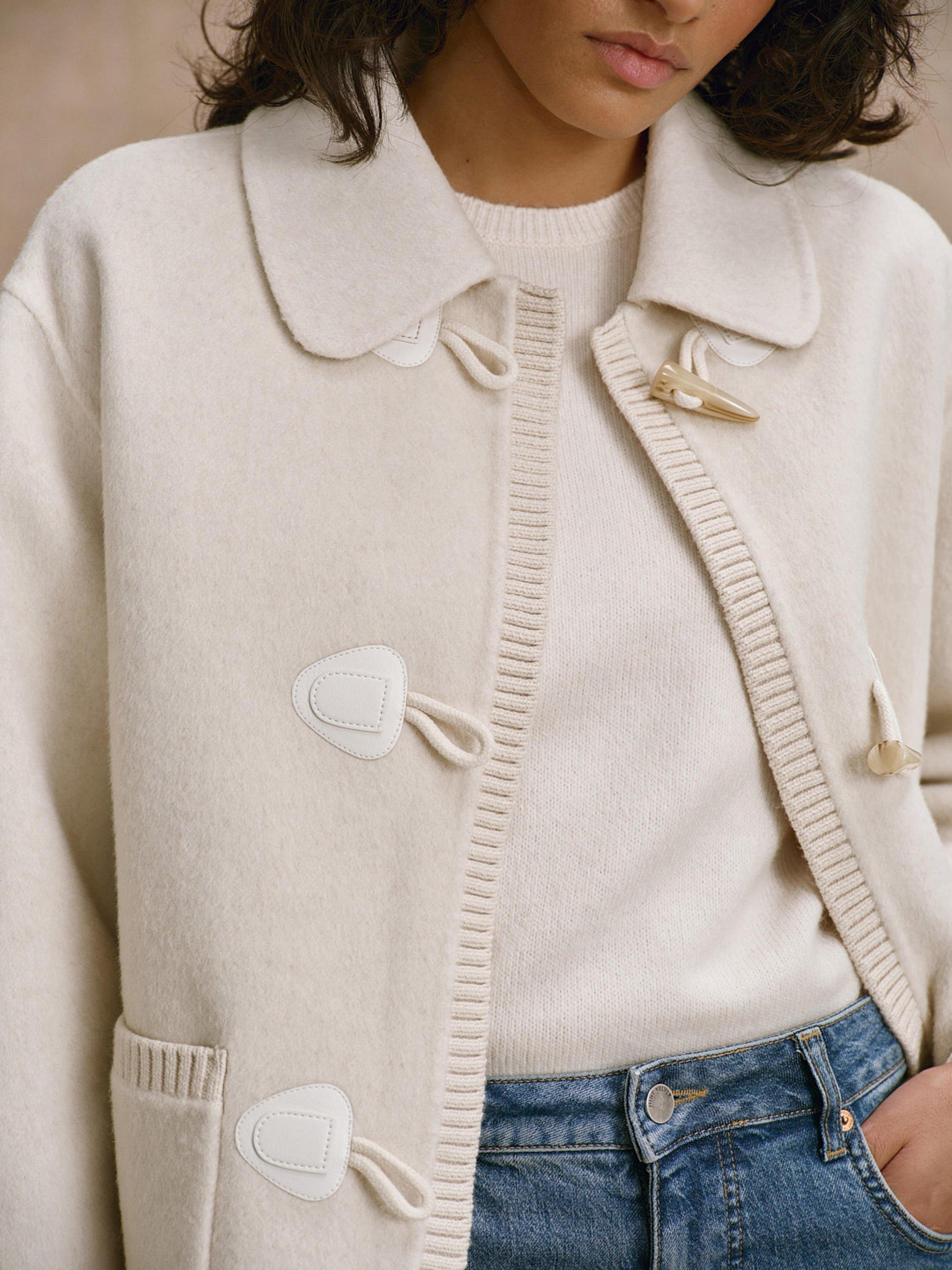 Product image 4 of 6, which shows Mint Velvet Duffle Front Wool Rich Jacket, Natural Cream, XS