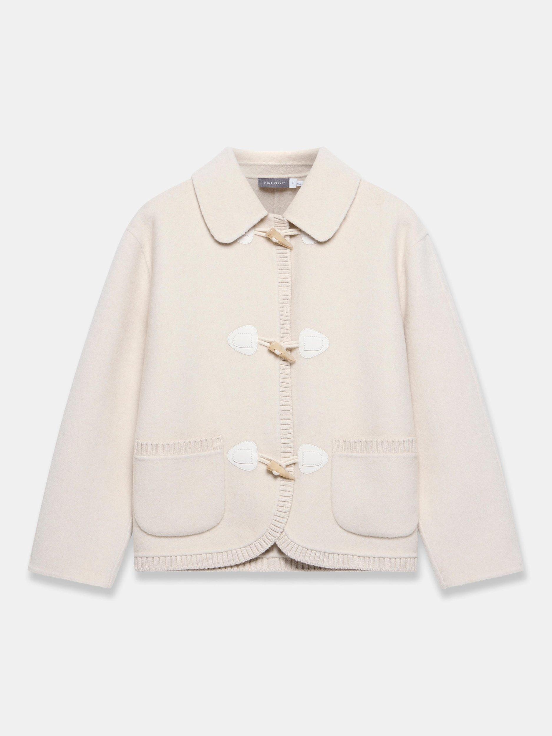 Product image 5 of 6, which shows Mint Velvet Duffle Front Wool Rich Jacket, Natural Cream, XS
