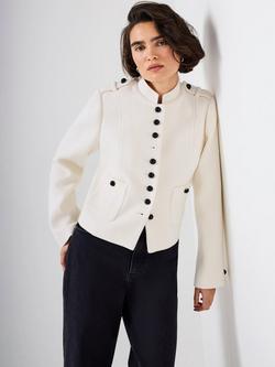 Mint Velvet Wool Blend Military Jacket, White Ivory, White Ivory