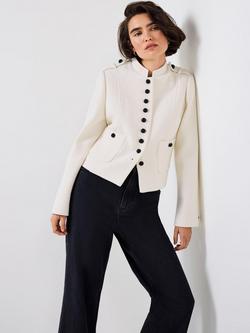 Mint Velvet Wool Blend Military Jacket, White Ivory - view 2, White Ivory