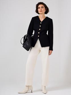 Mint Velvet Wool Blend Sculpted Jacket, Black - view 2, Black