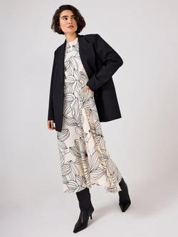 Mint Velvet Floral Satin Midi Dress, Natural Cream - view 2, Natural Cream