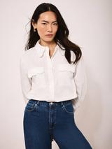 Mint Velvet Scallop Detail Cotton Shirt, White