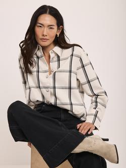 Mint Velvet Diamante Button Check Shirt, Natural Cream - view 2, Natural Cream