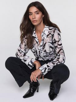 Mint Velvet Iconic Graphic Print Shirt, White/Black - view 2, White/Black