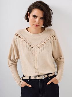 Mint Velvet Whipstitch Detail Jumper, Natural - view 2, Natural