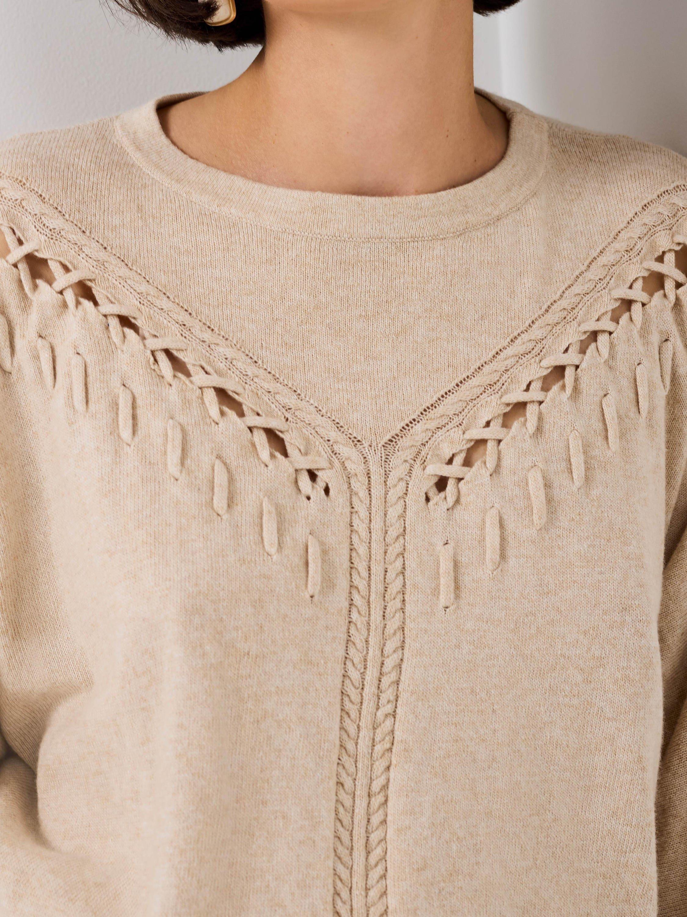 Mint Velvet Whipstitch Detail Jumper, Natural