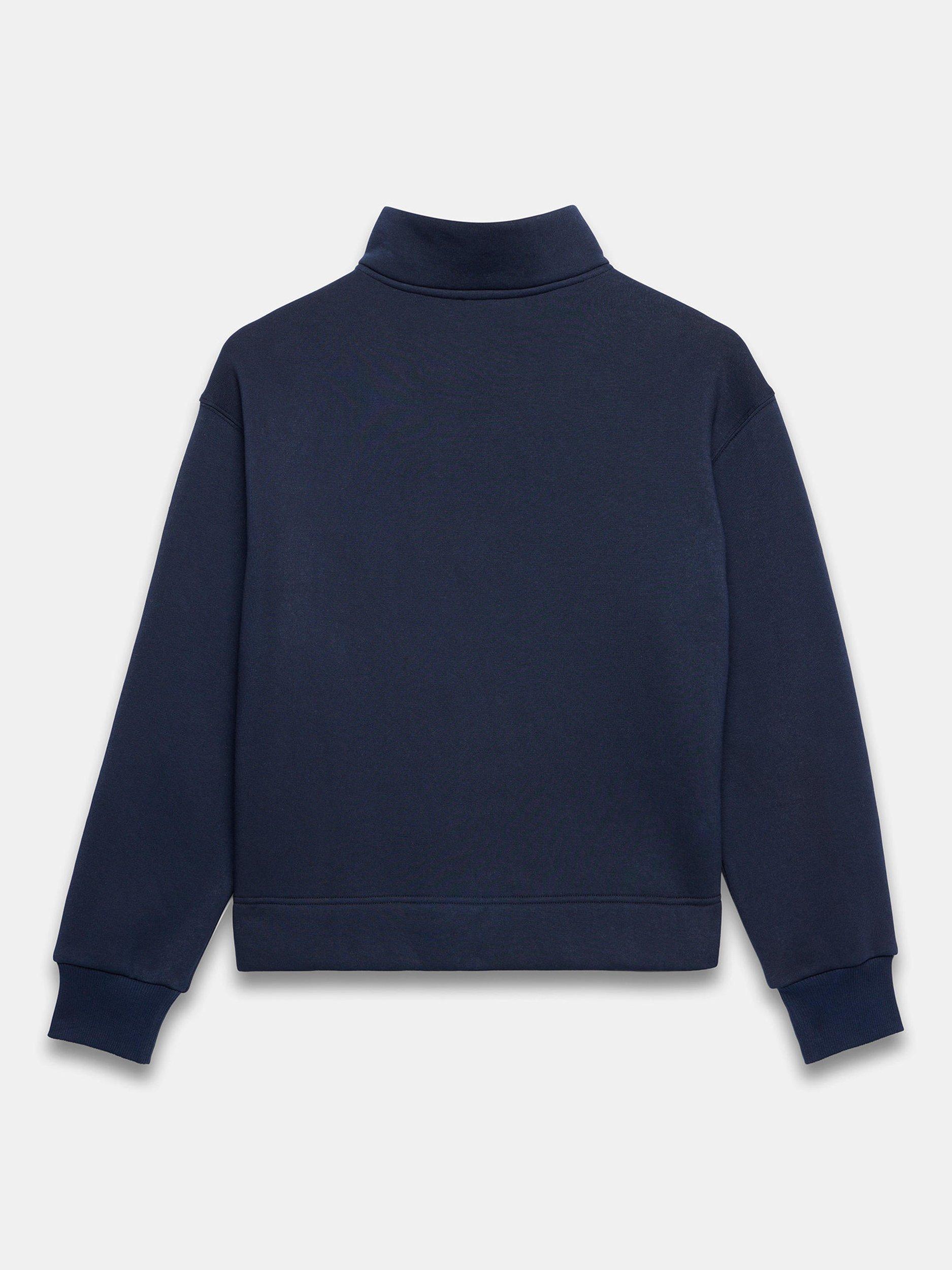 Product image 8 of 8, which shows Mint Velvet High Neck Button Detail Sweatshirt, Blue Navy, XS