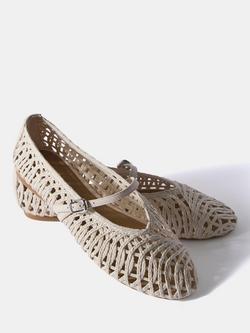 Mint Velvet Lily Woven Pumps - view 2, Natural Cream