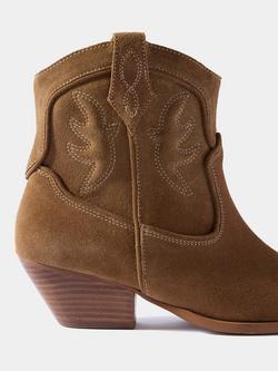 Mint Velvet Carly Suede Cowboy Boots, Tan - view 2, Tan