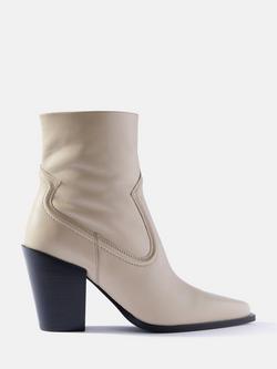 Mint Velvet Lorna Leather Ankle Boots, White Ivory, White Ivory