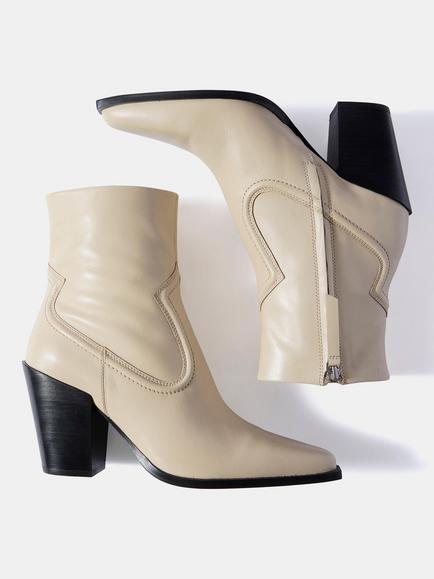 Mint Velvet Lorna Leather Ankle Boots, White Ivory - view 2, White Ivory
