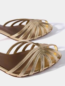 Mint Velvet Tess Strappy Leather Sandals, Gold - view 2, Gold