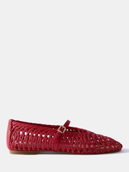 Mint Velvet Lily Woven Pumps, Red